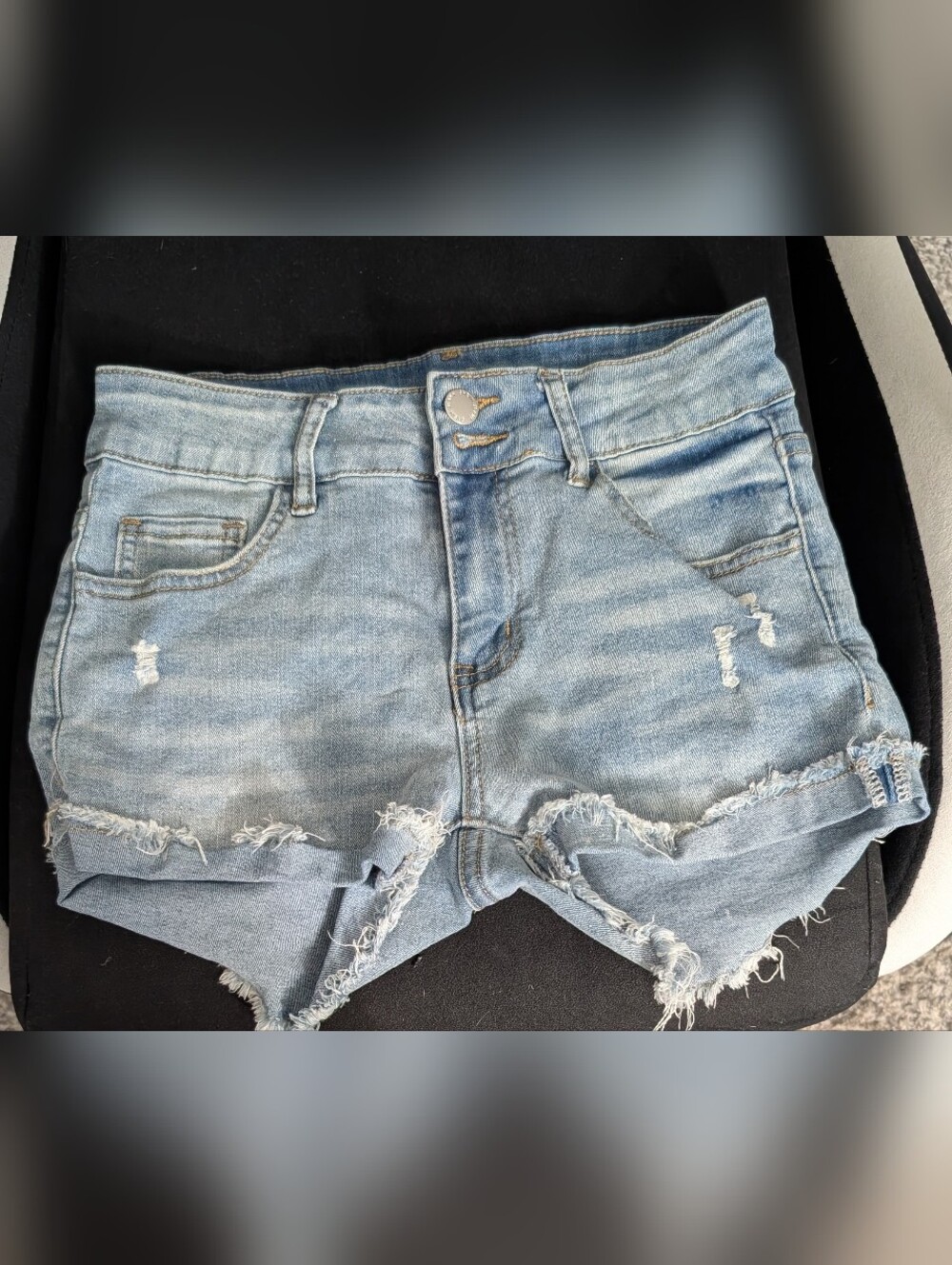 SHEIN Light Blue Distressed Denim Shorts